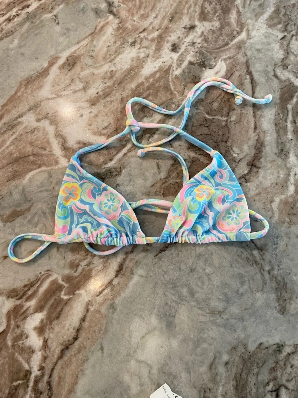 Frankies Bikinis Sunshower Tia Terry Cloth Triangle Bikini Cheeky Floral Medium